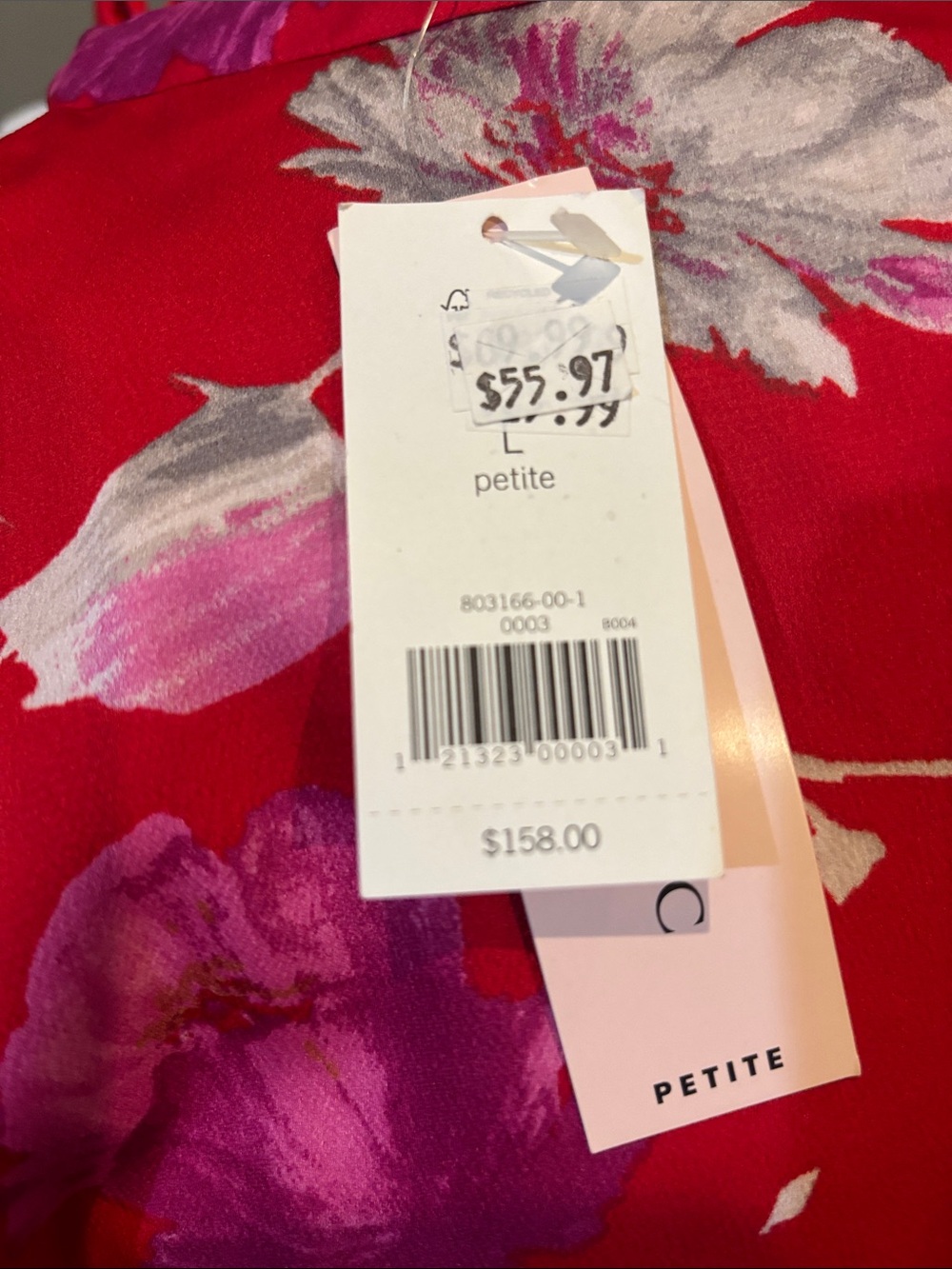 Banana Republic Red Floral Dress with Pink & Gray Blooms